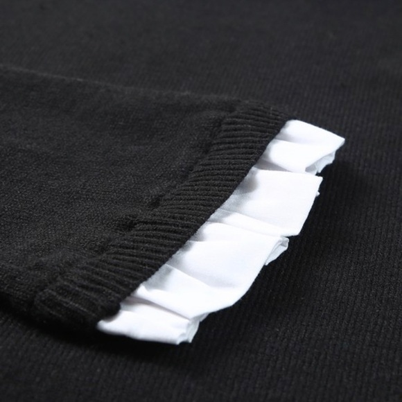 Black Sweater w/White Collar & Cuffs - Picture 5 of 7